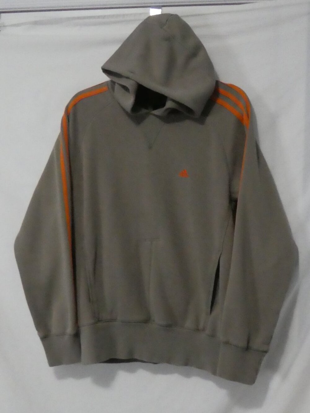 Vintage Y2K ADIDAS Pullover Hoodie Orange 3-Stripes Back Adidas Print - Large - Picture 2 of 16